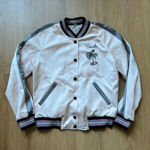 Coach Reversible Souvenir Varsity Jacket Size 8 Women Palm Tree Pink Medium